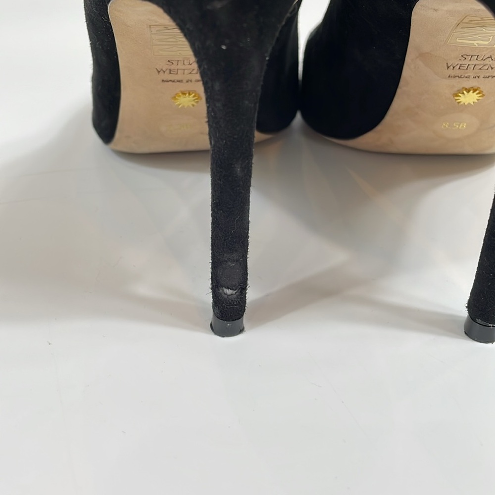 Stuart Weitzman Black Suede Stiletto Pumps Size 8.5 - Picture 9 of 12